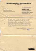 06.01.1940 – Brief Porzellanmanufaktur Allach